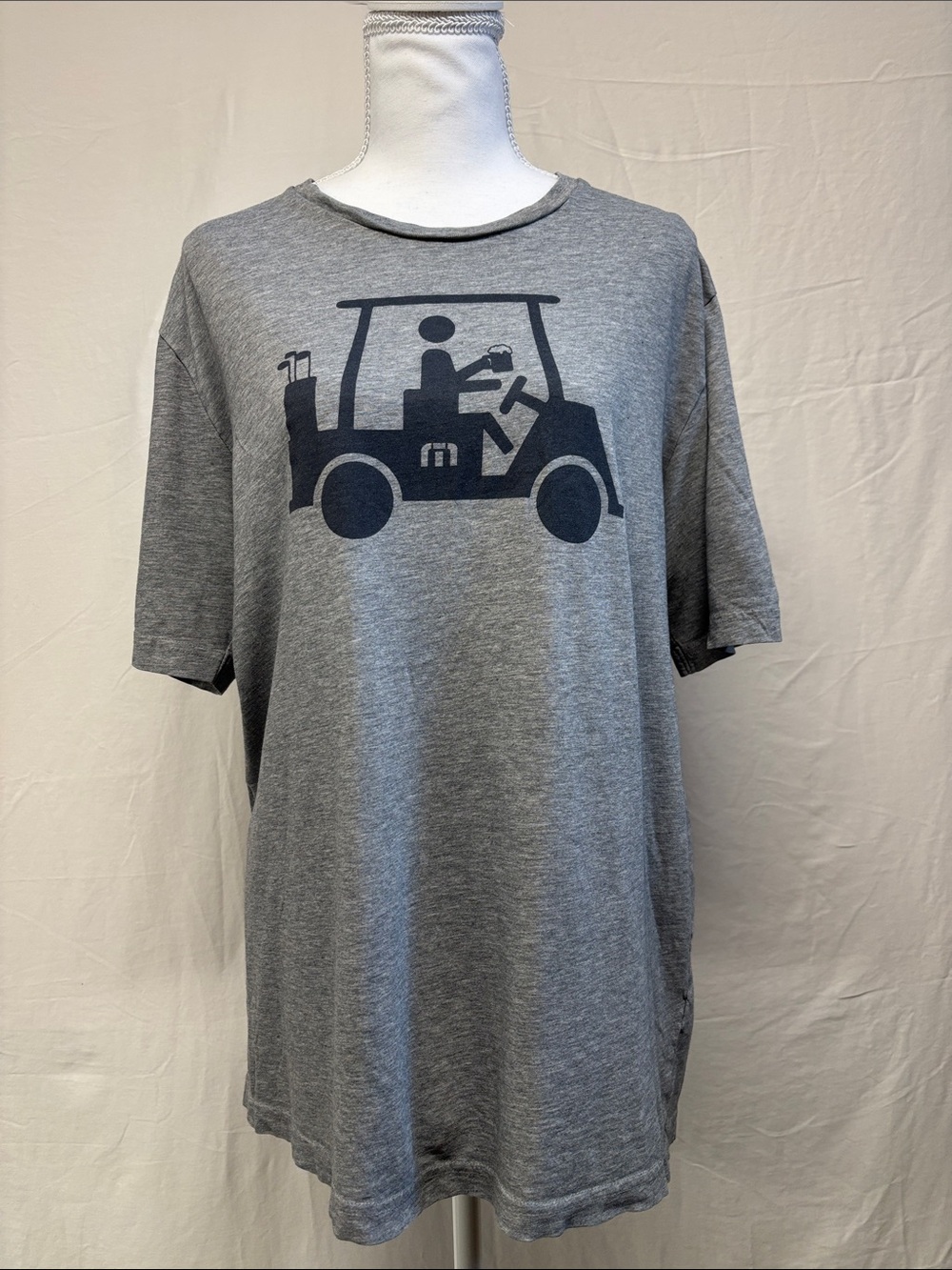 Travis Mathew Grey Tee with Navy Golf Cart Graphic